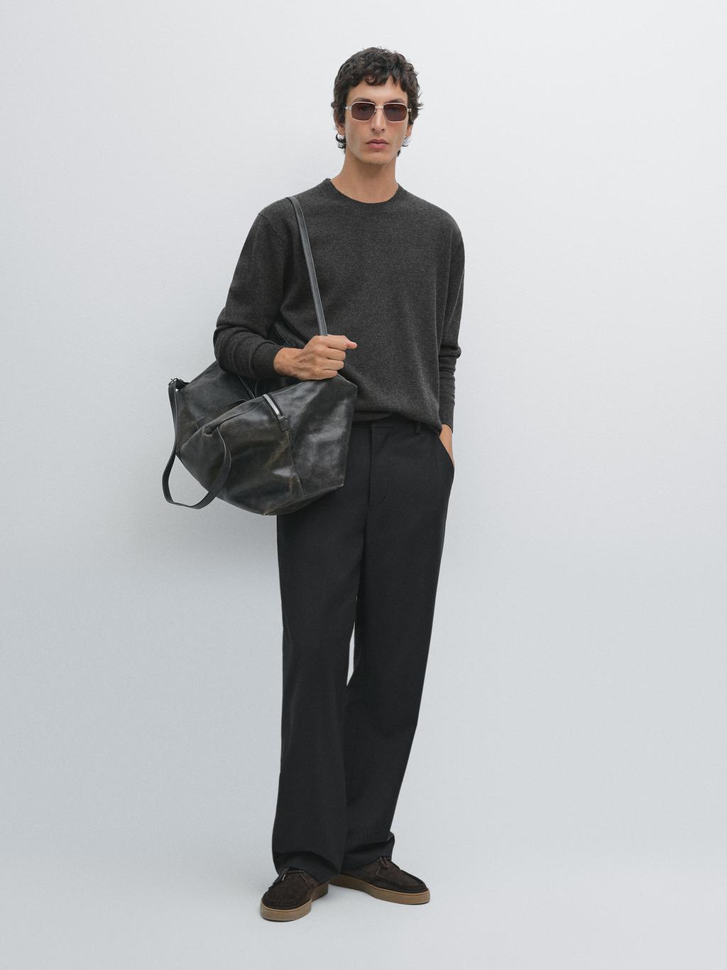 Wool blend crew neck sweater