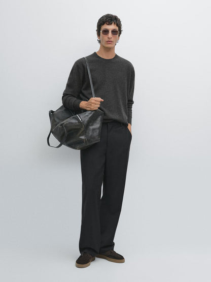 Wool blend crew neck sweater