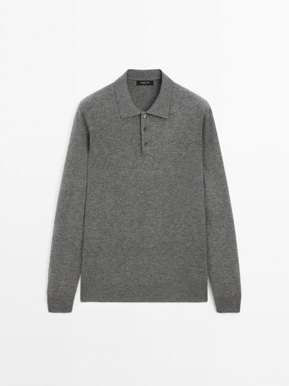 Wool blend knit polo jumper