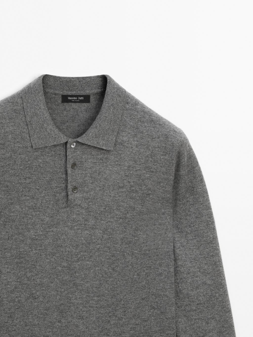 Wool blend knit polo jumper