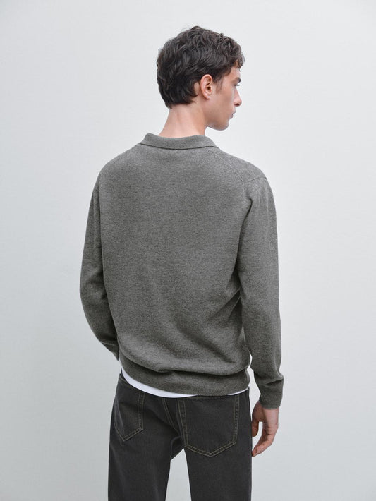 Wool blend knit polo jumper