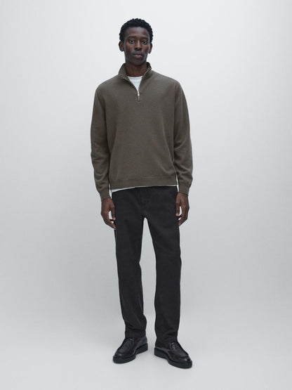 Mock neck knit sweater with zip