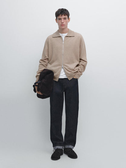 Zip-up high neck cardigan