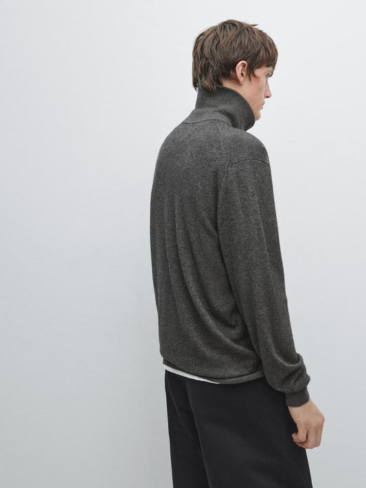 Zip-up high neck cardigan