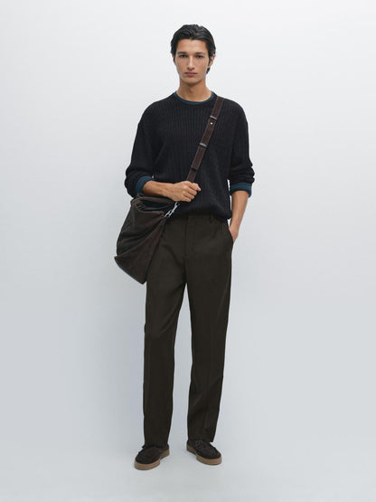 Cotton blend cable-knit sweater