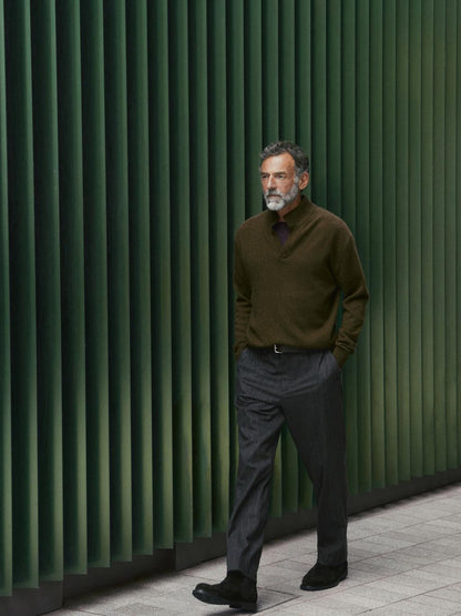 Mock neck knit sweater with V-neck