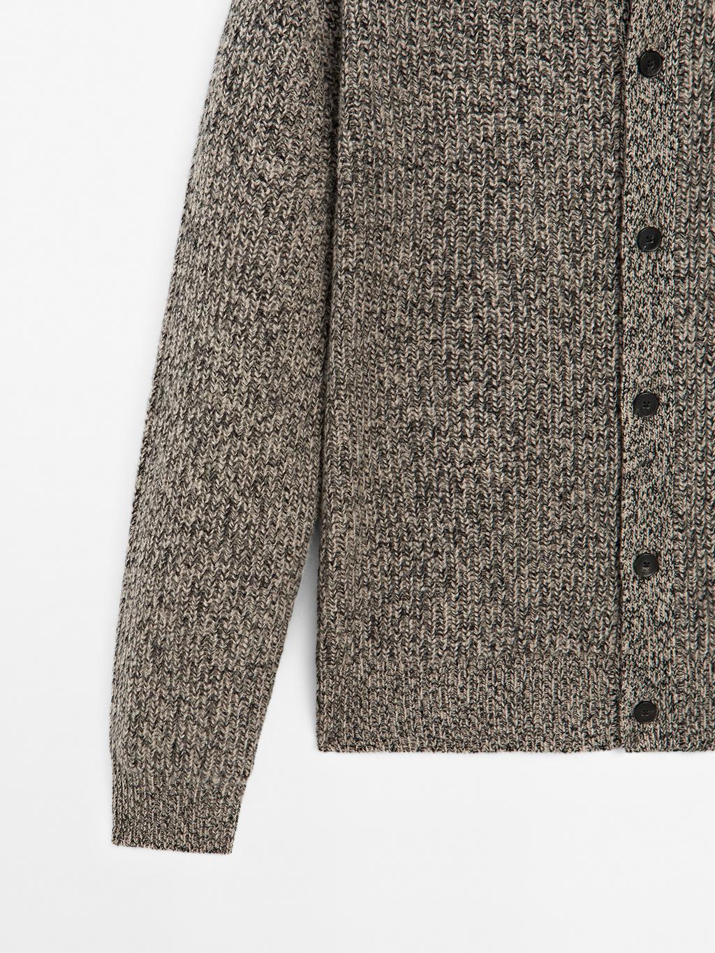 100% wool flecked knit cardigan