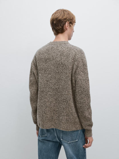 100% wool flecked knit cardigan