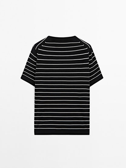 100% cotton striped knit T-shirt