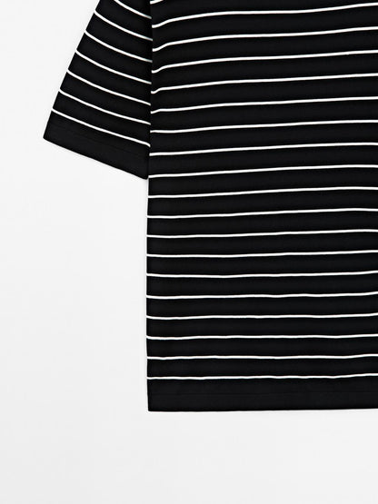 100% cotton striped knit T-shirt