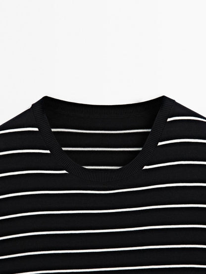 100% cotton striped knit T-shirt