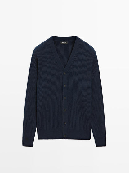 Wool blend V-neck cardigan