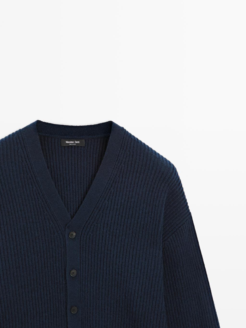 Wool blend V-neck cardigan