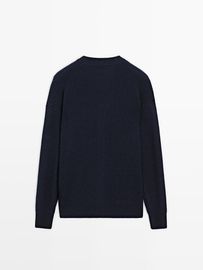 Wool blend V-neck cardigan