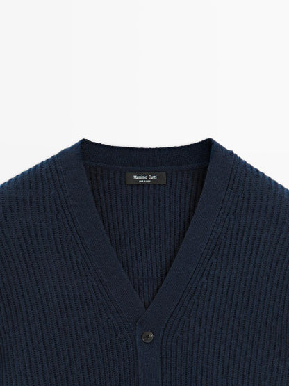 Wool blend V-neck cardigan