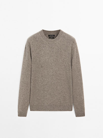 100% wool knit crew neck sweater