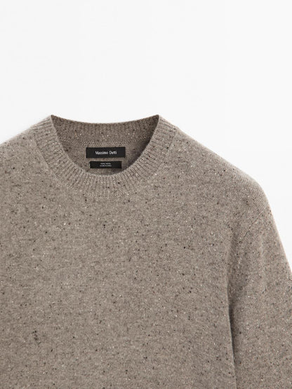 100% wool knit crew neck sweater