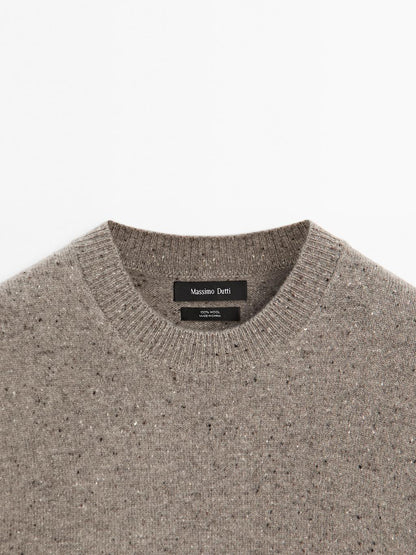 100% wool knit crew neck sweater