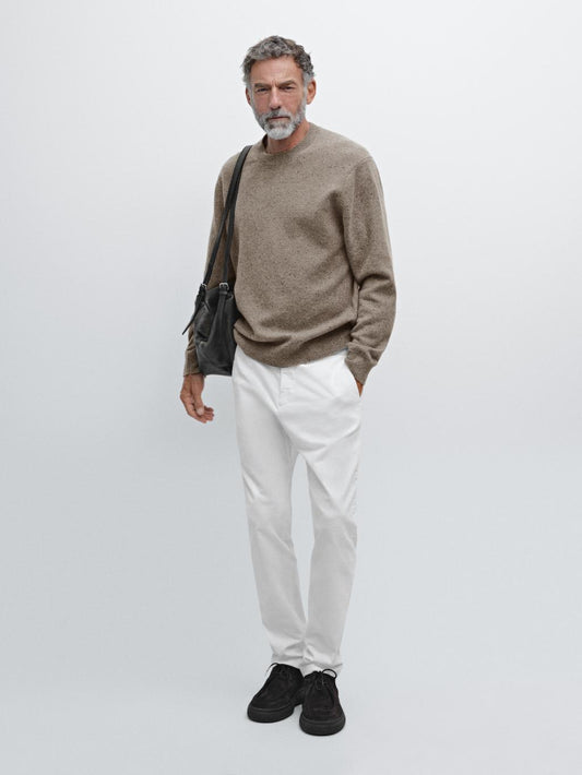 100% wool knit crew neck sweater