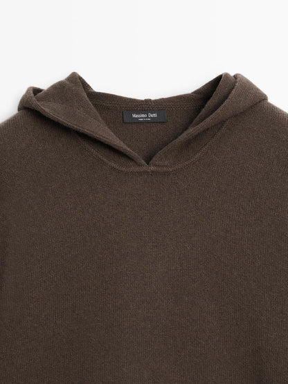 Knit sweater with hood