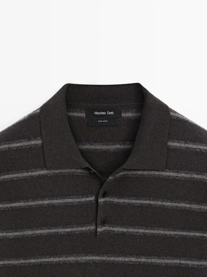 Striped knit polo sweater