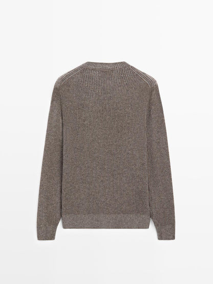 Wool blend crew neck sweater