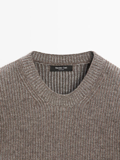 Wool blend crew neck sweater