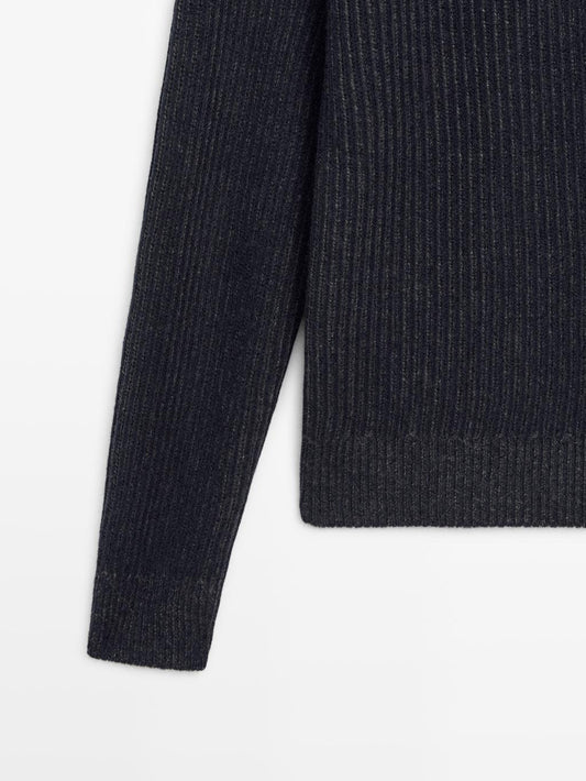 Wool blend knit cardigan