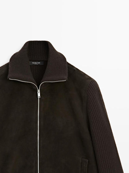 Contrast mock neck jacket