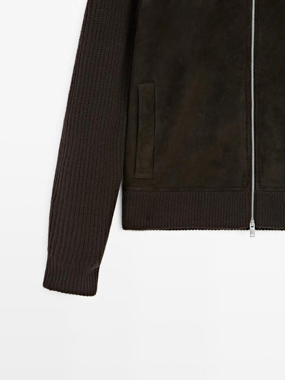 Contrast mock neck jacket