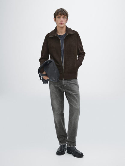 Contrast mock neck jacket