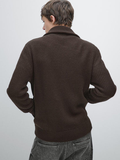 Contrast mock neck jacket