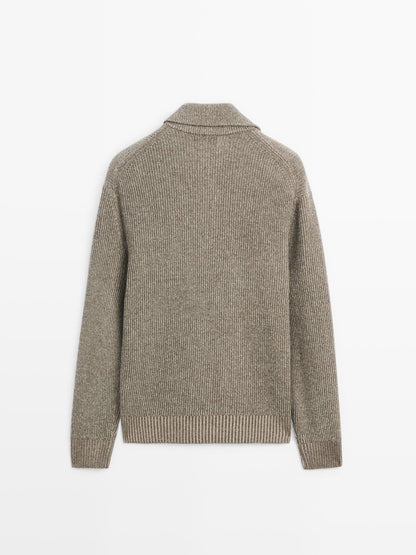 Mock neck knit sweater with zip