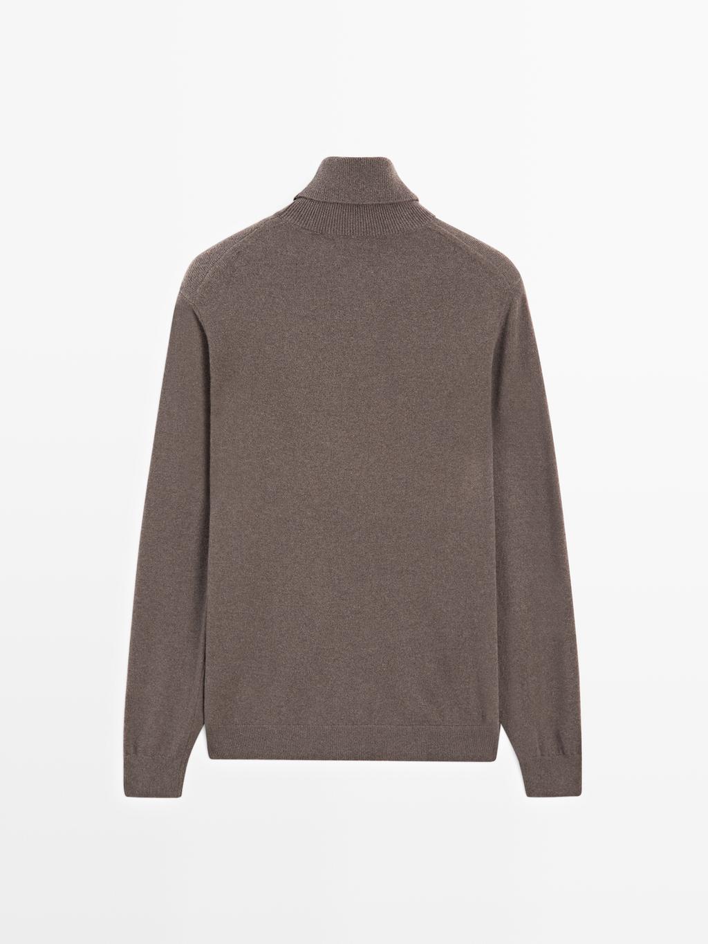 Wool blend knit sweater with high neck