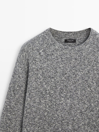 Knit mouline cotton and wool sweater