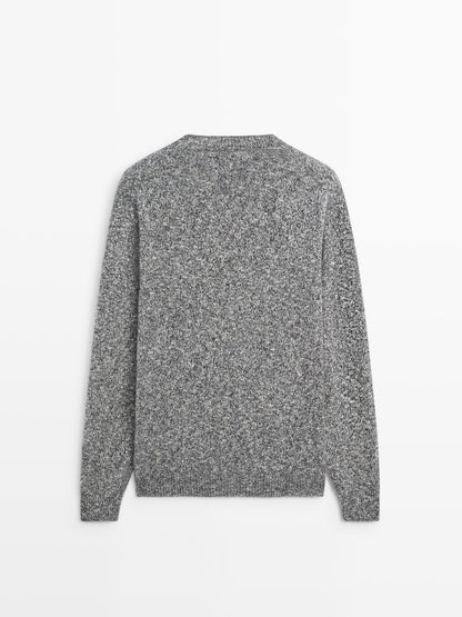 Knit mouline cotton and wool sweater