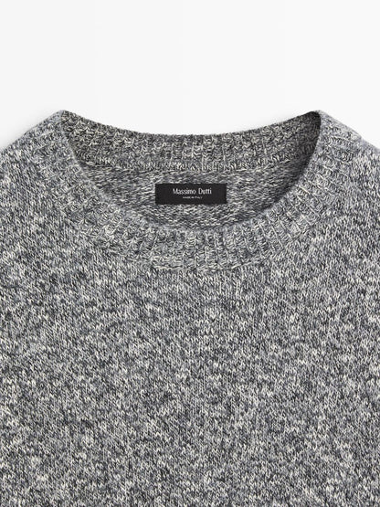 Knit mouline cotton and wool sweater