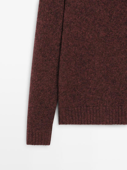 Wool blend sweater with crew neck