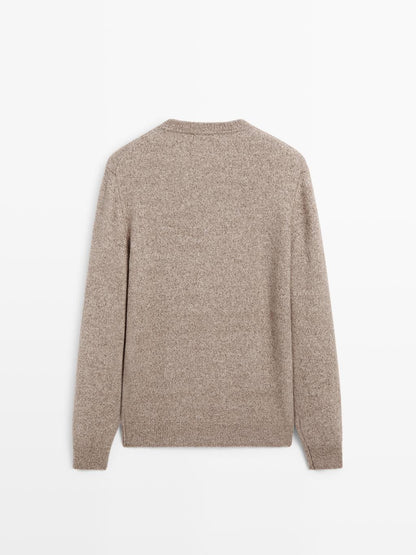 Flecked crew neck knit sweater
