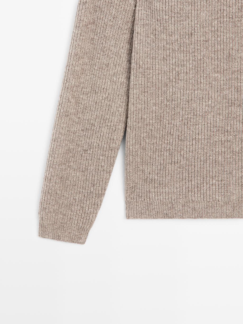 Wool blend high neck knit sweater