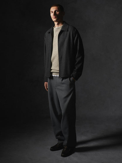 Wool blend crew neck knit sweater