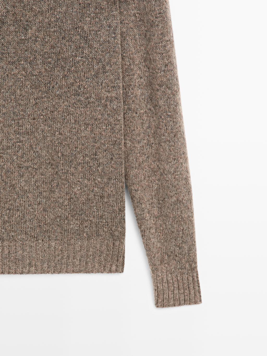 Wool blend crew neck knit sweater