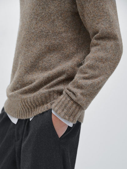 Wool blend crew neck knit sweater