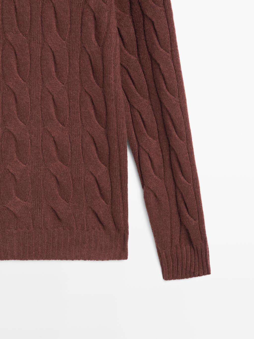 Cable-knit wool blend sweater