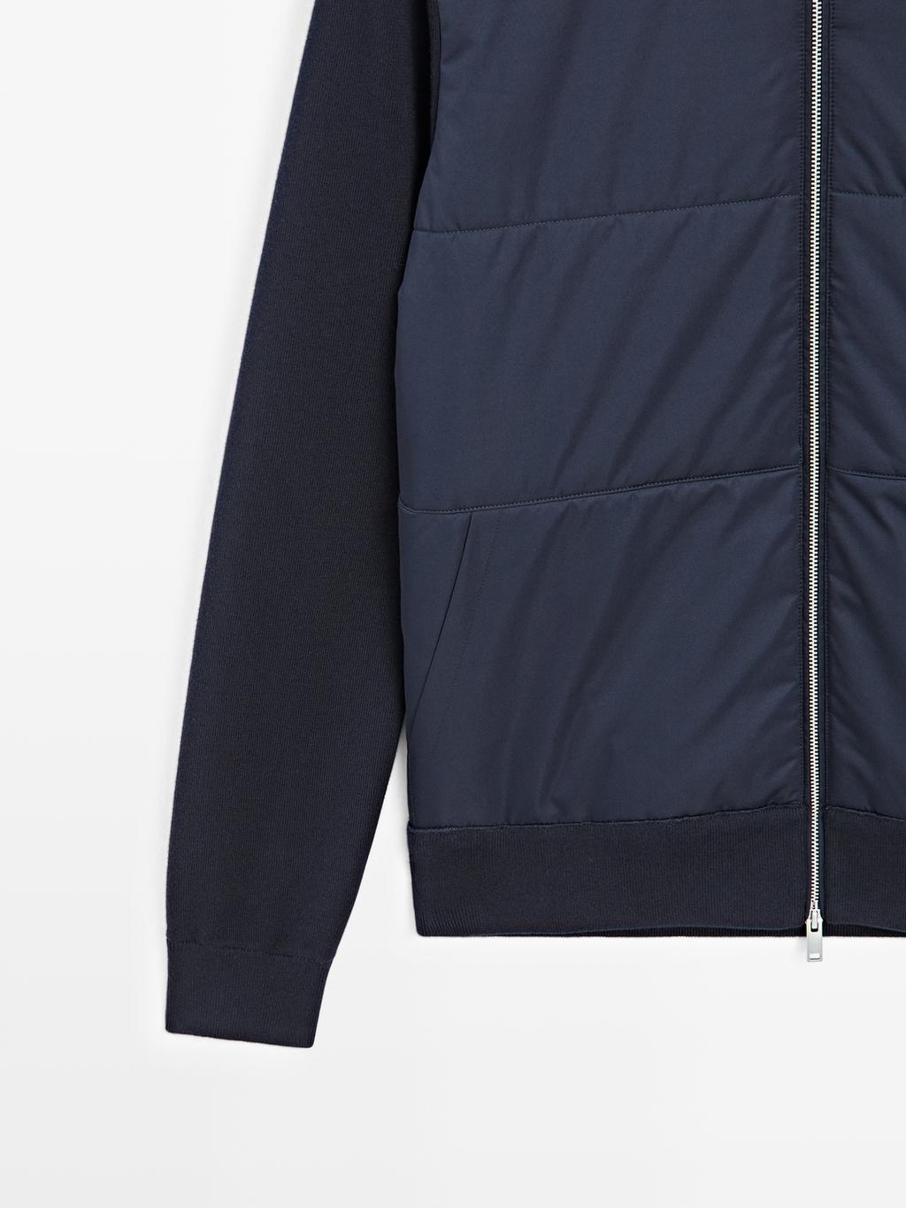 Contrast knit puffer jacket