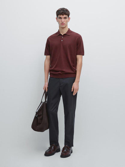 100% cotton knit short sleeve polo shirt