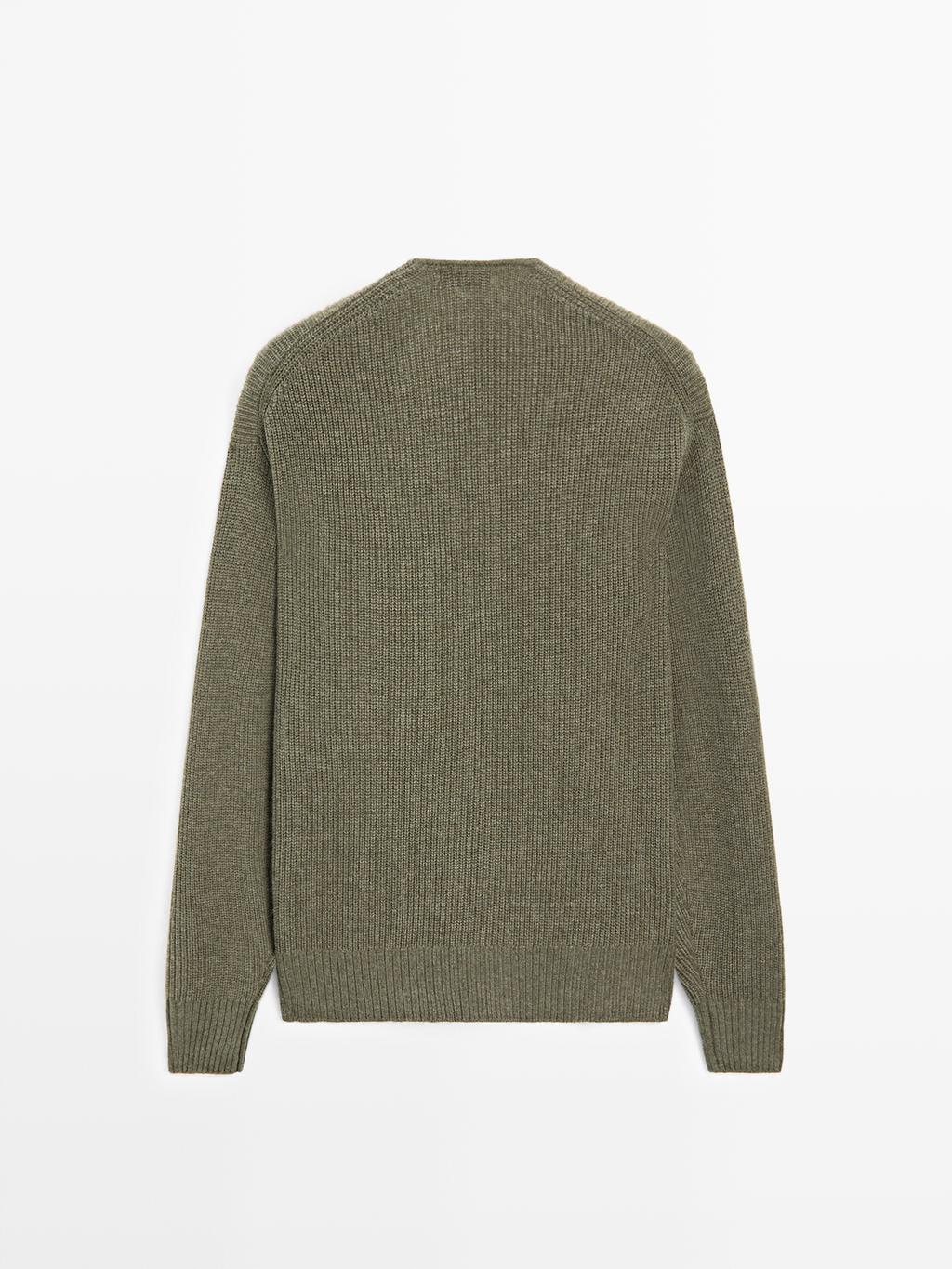 Wool blend V-neck knit cardigan