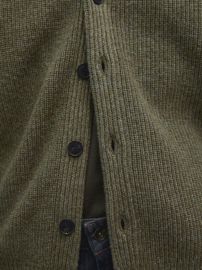 Wool blend V-neck knit cardigan