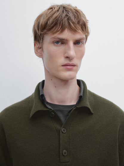 100% wool knit polo sweater