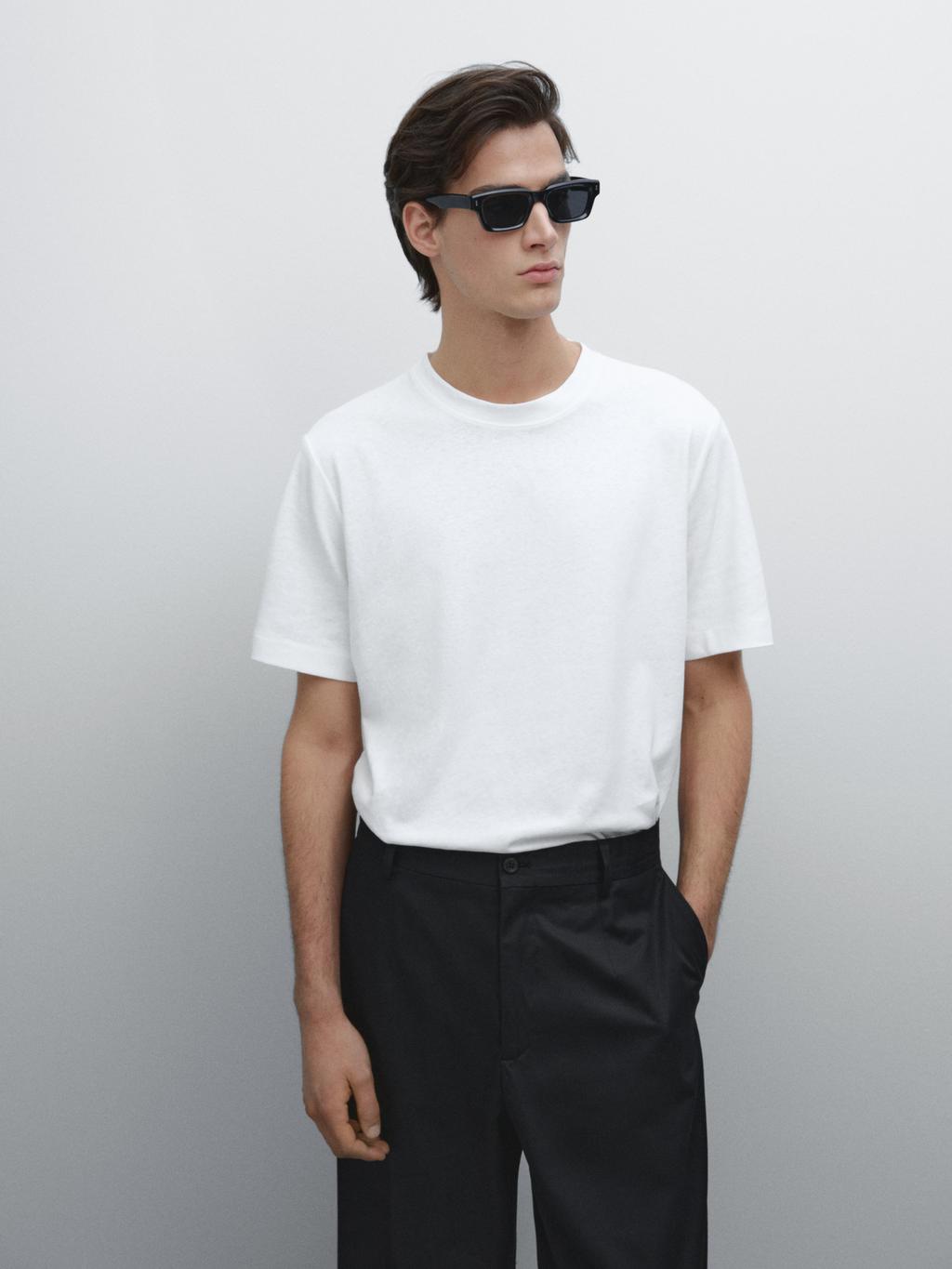 Short sleeve linen blend T-shirt